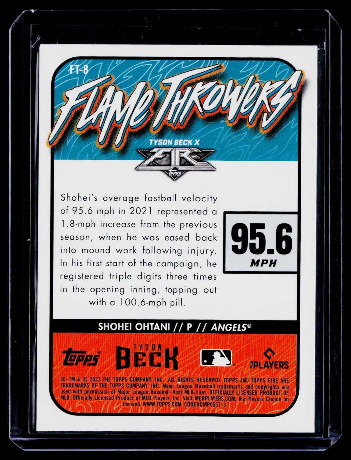 2022 Topps Fire #FT-8 Shohei Ohtani Flame Throwers Gold Minted