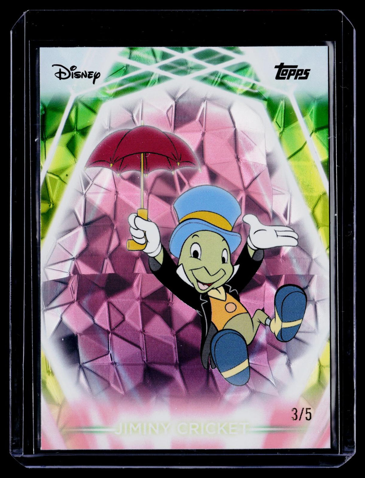 2026 Topps Disney Neon #87 Jiminy Cricket Diamante Red #/5