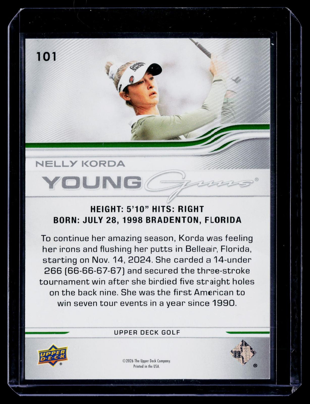2026 Upper Deck #101 Nelly Korda Exclusives #/100