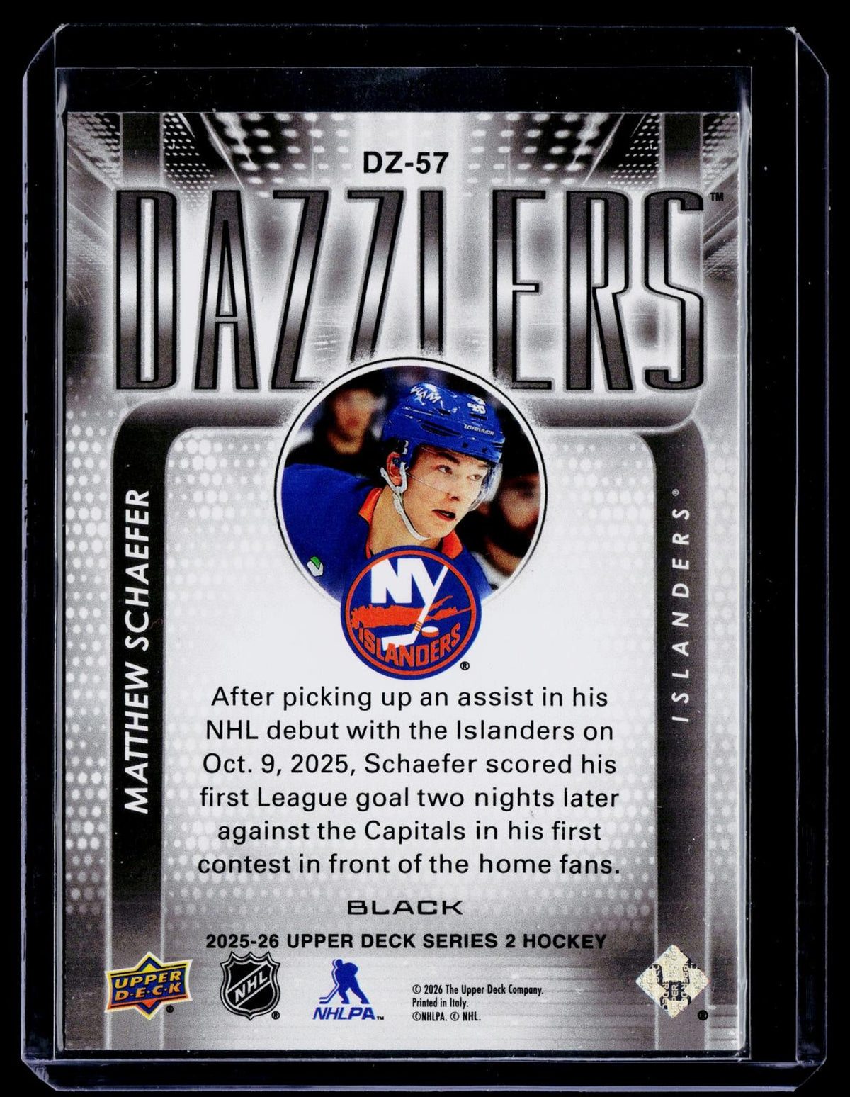 2025-26 Upper Deck #DZ-57 Matthew Schaefer Dazzlers Black