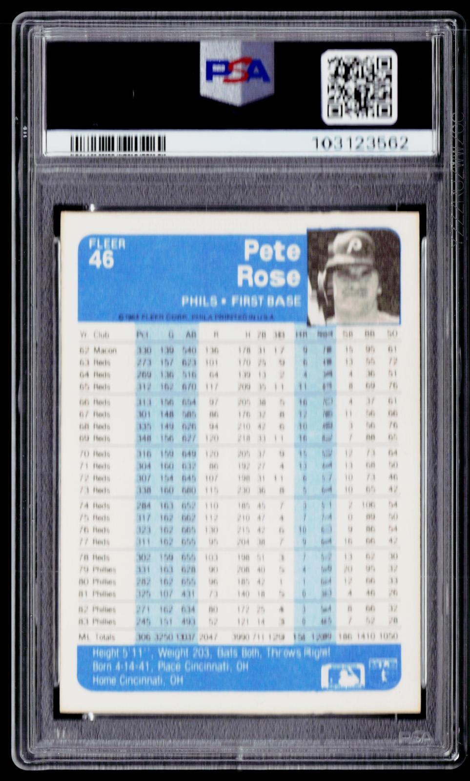 1984 Fleer #46 Pete Rose PSA 10