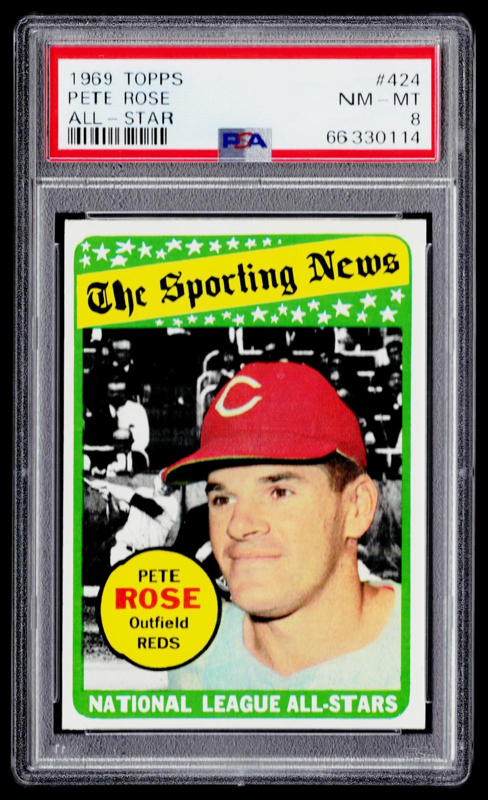 1969 Topps #424 Pete Rose PSA 8