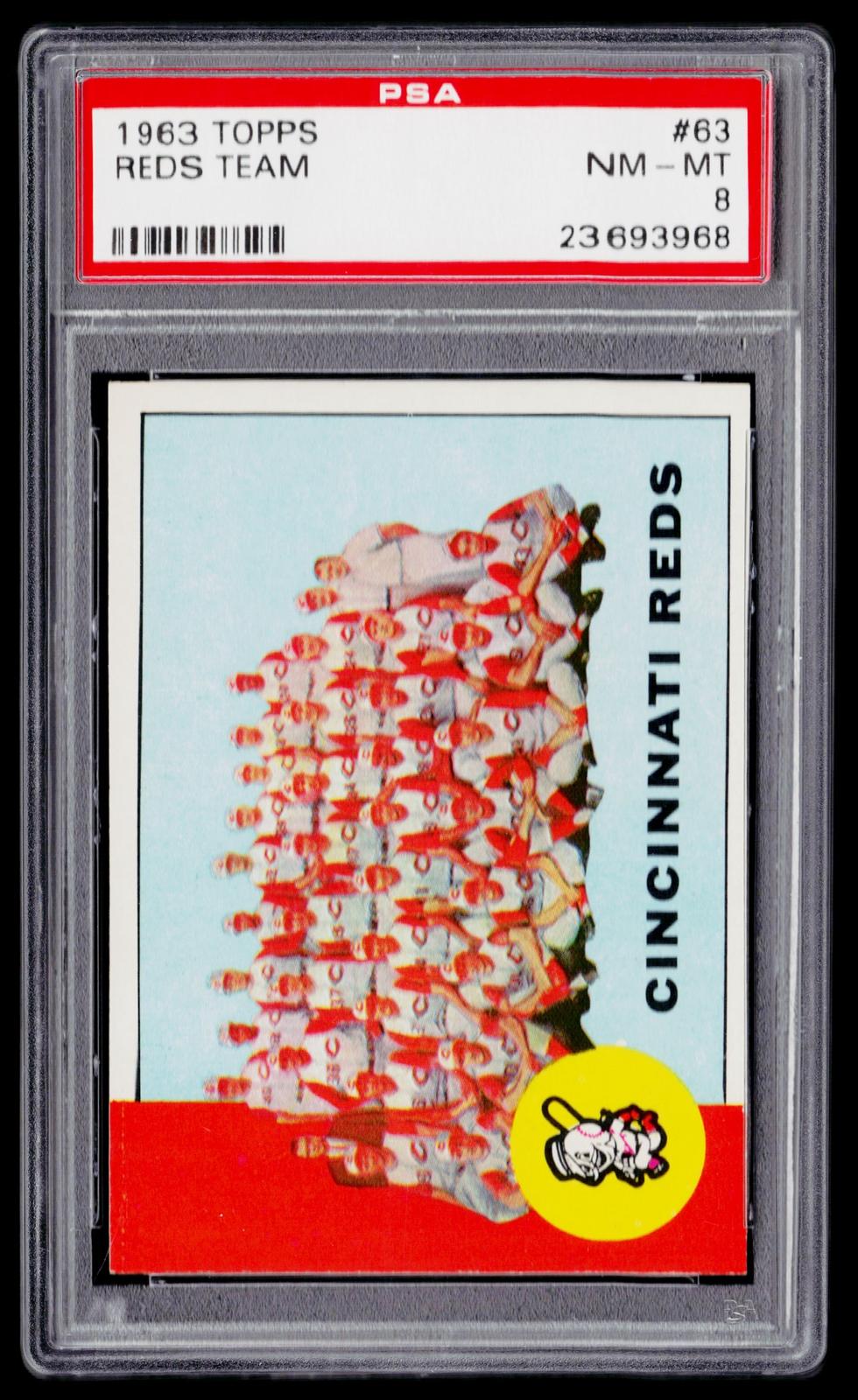 1963 Topps #63 Cincinnati Reds PSA 8
