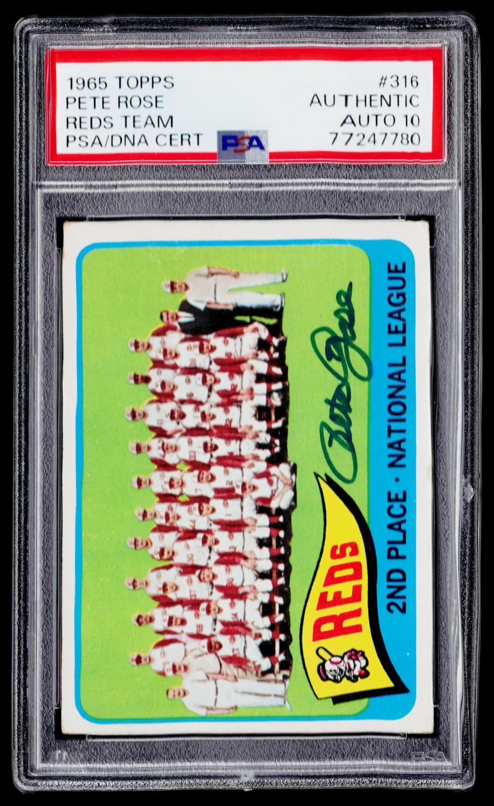 1965 Topps #316 Cincinnati Reds PSA Authentic Auto 10