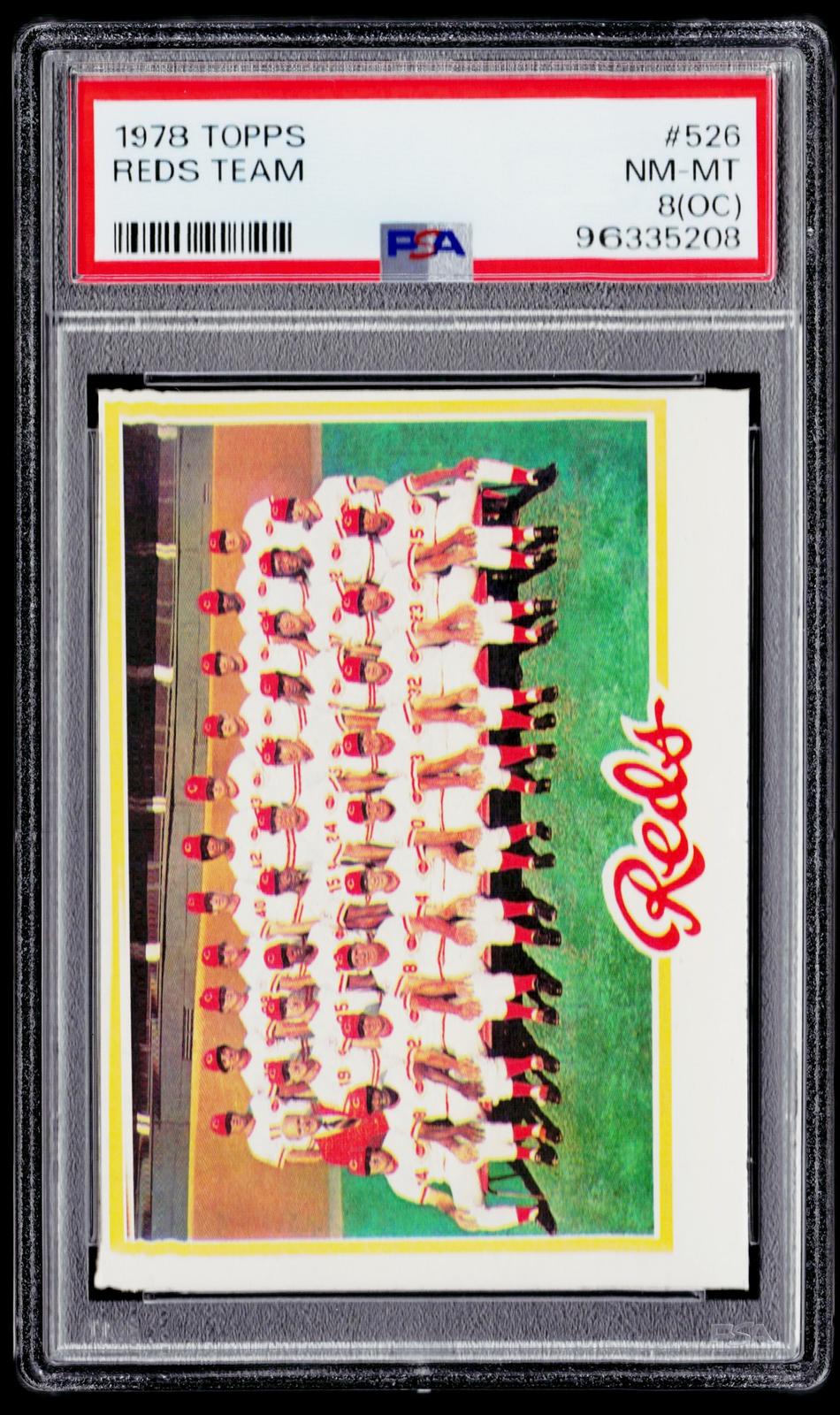 1977 Topps #526 Cincinnati Reds Team Checklist PSA 8
