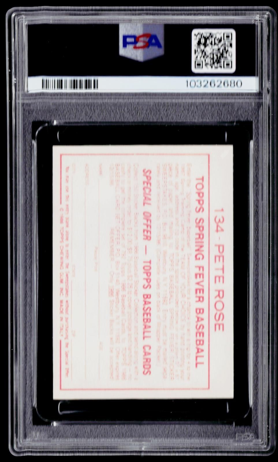1986 Topps Stickers #134 Pete Rose PSA 10