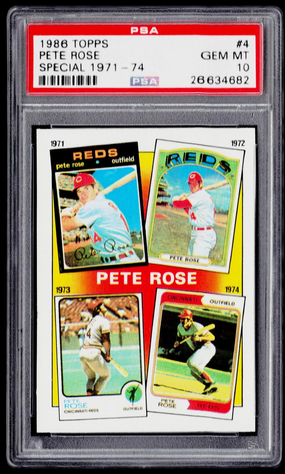 1986 Topps #4 The Pete Rose Years: 1971-1974 TPRY PSA 10