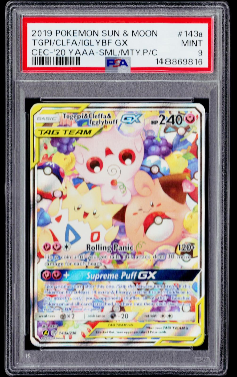 Alternate Art Promos #143a/236 Togepi & Cleffa & Igglybuff GX PSA 9