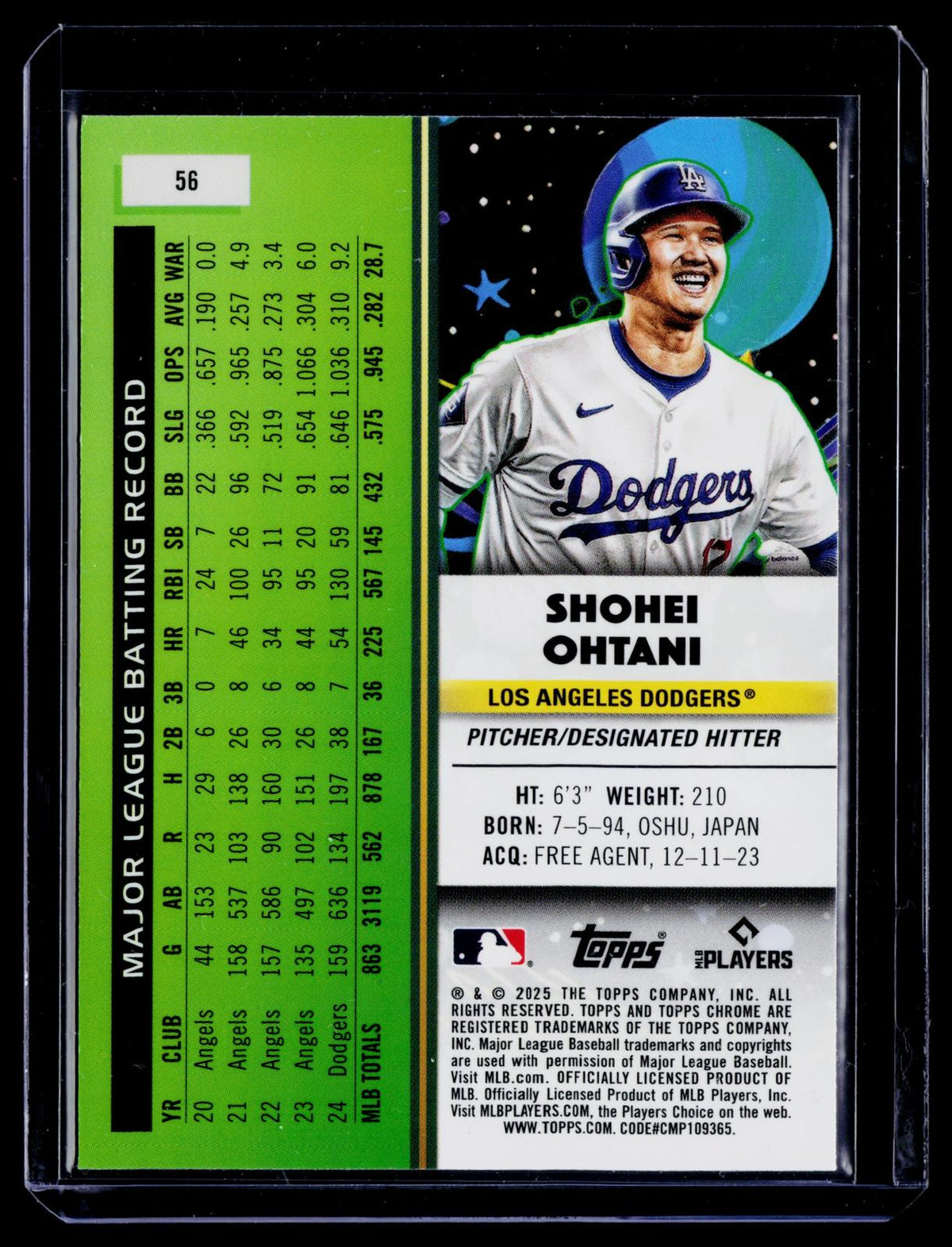 2025 Topps Chrome Cosmic #56 Shohei Ohtani