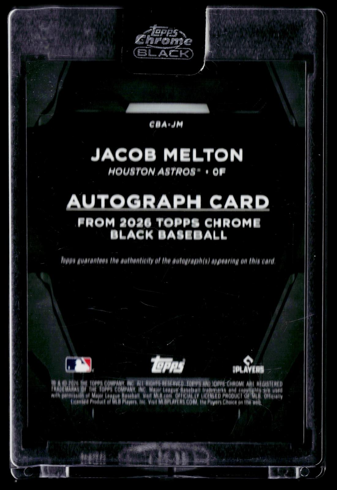 2026 Topps Chrome Black #CBA-JM Jacob Melton Autographs Purple Refractor #/75