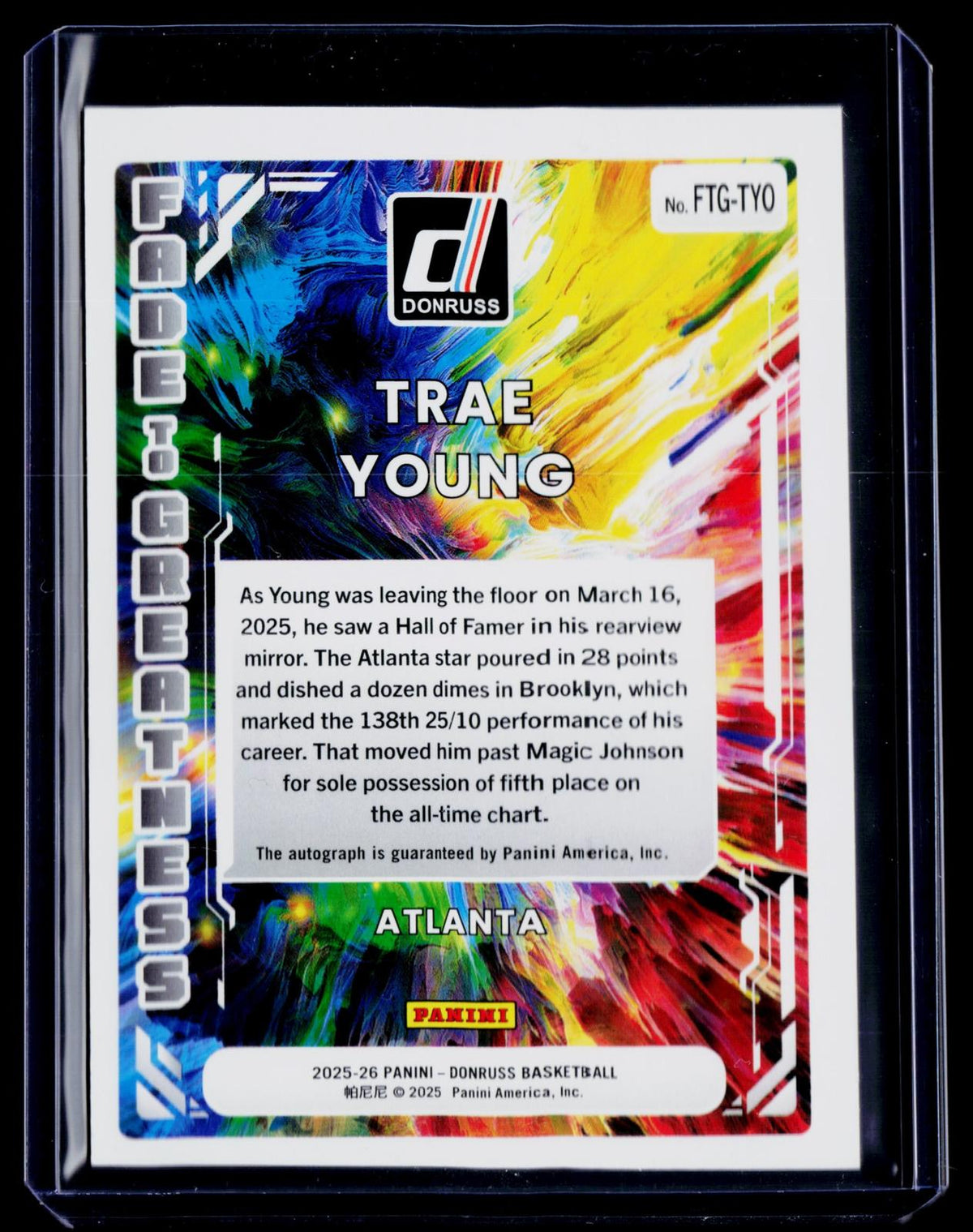 2025-26 Donruss #FTG-TYO Trae Young Fade to Greatness #/25