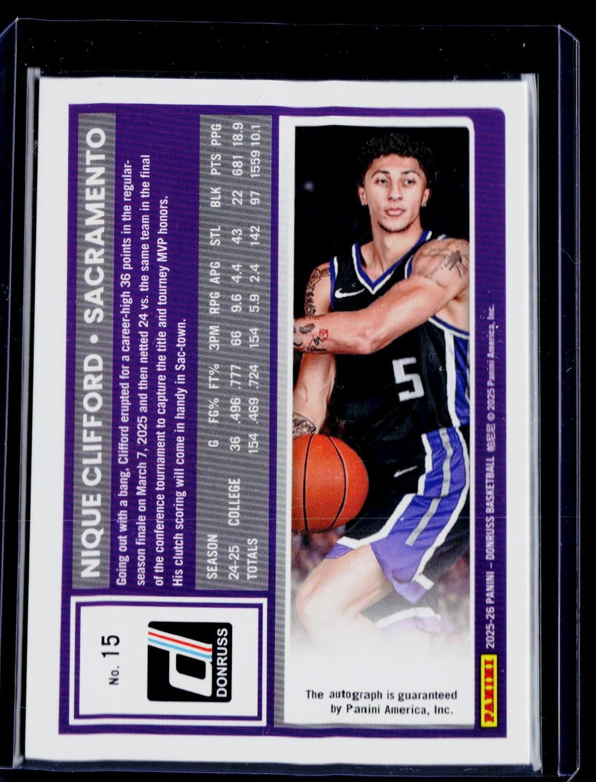 2025-26 Donruss #15 Nique Clifford Plaid #/75