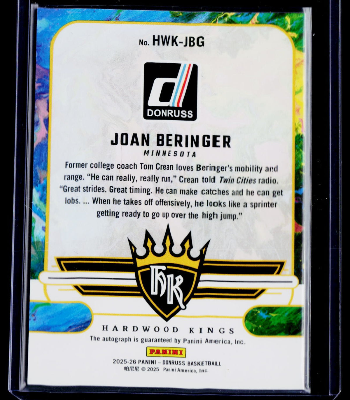 2025-26 Donruss #HWK-JBG Joan Beringer Hardwood Kings Cosmic #/49
