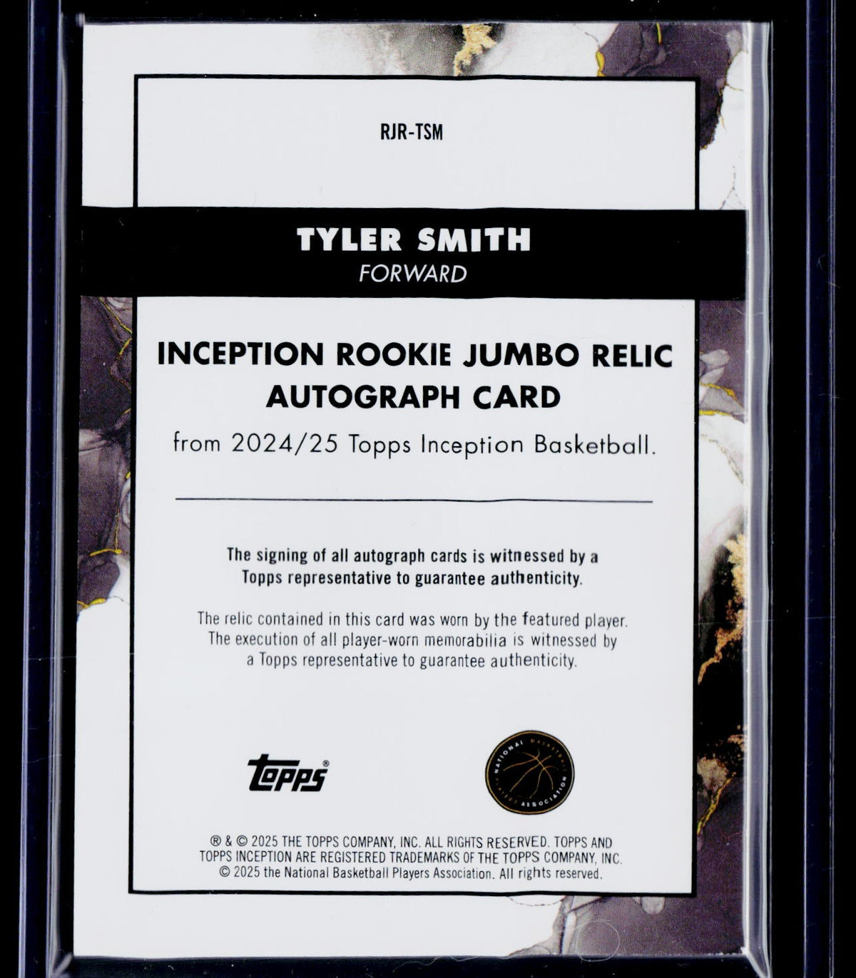 2024-25 Topps Inception #RJR-TSM Tyler Smith Rookie Jumbo Relics Red #/75