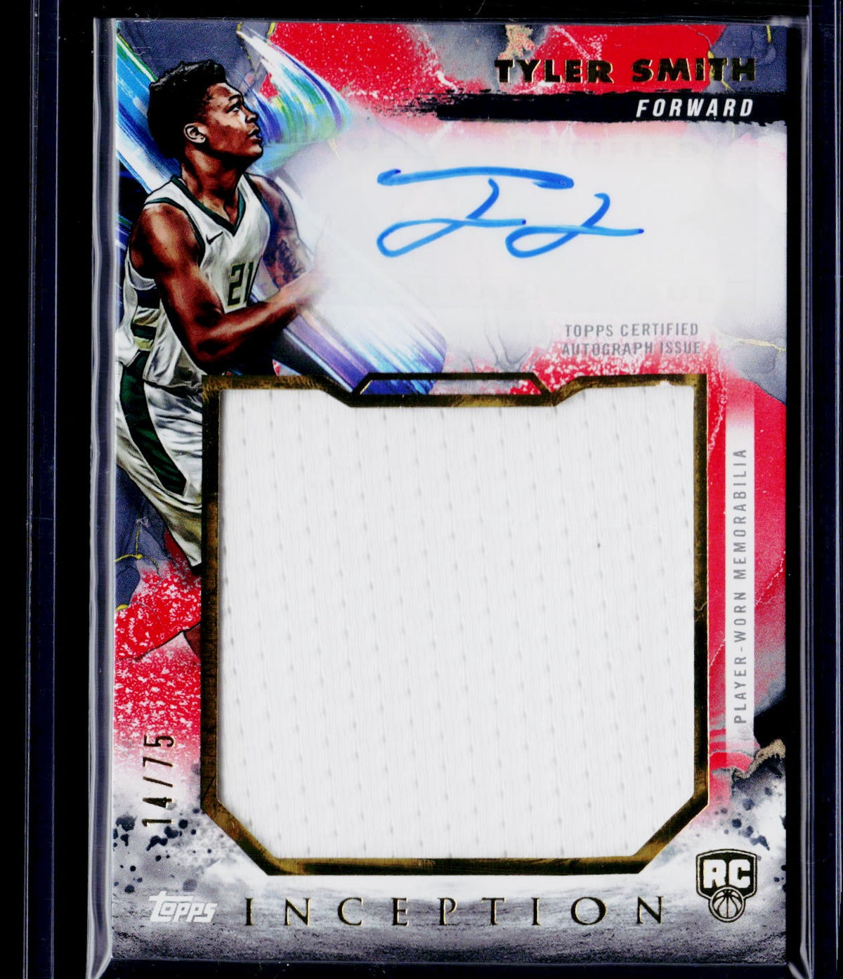 2024-25 Topps Inception #RJR-TSM Tyler Smith Rookie Jumbo Relics Red #/75