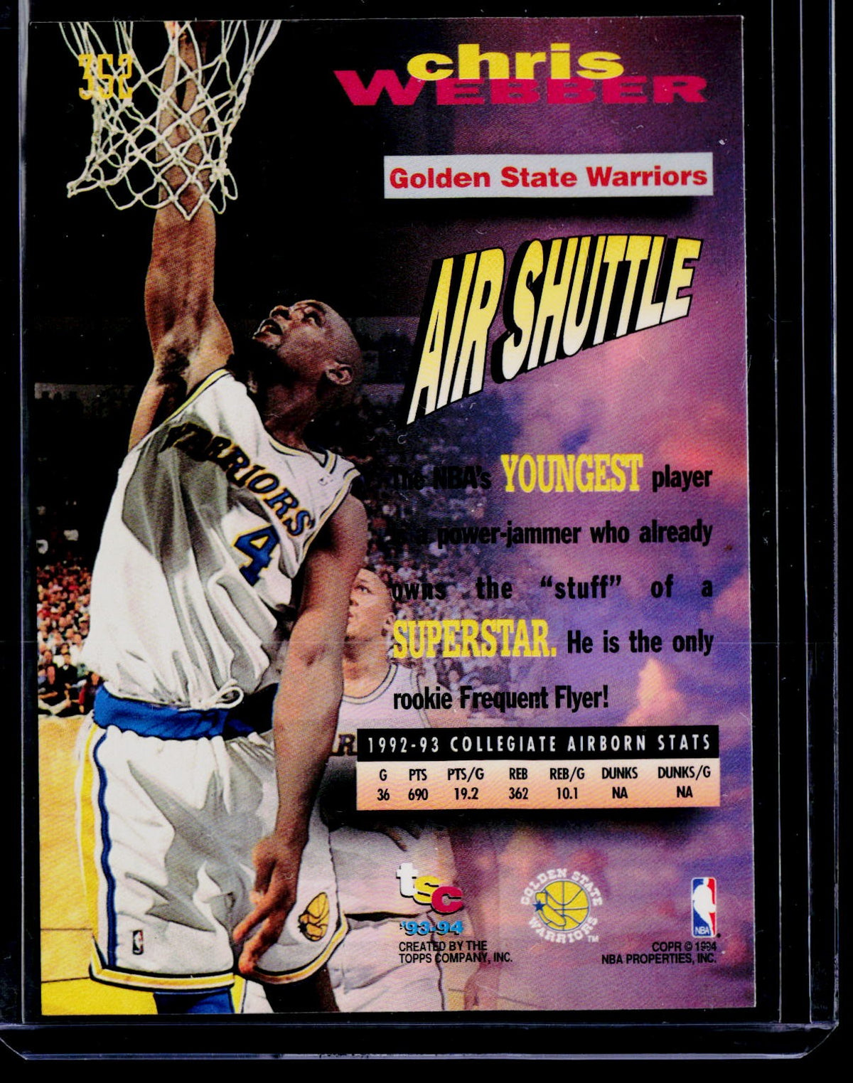 1993-94 Stadium Club #352 Chris Webber First Day Issue
