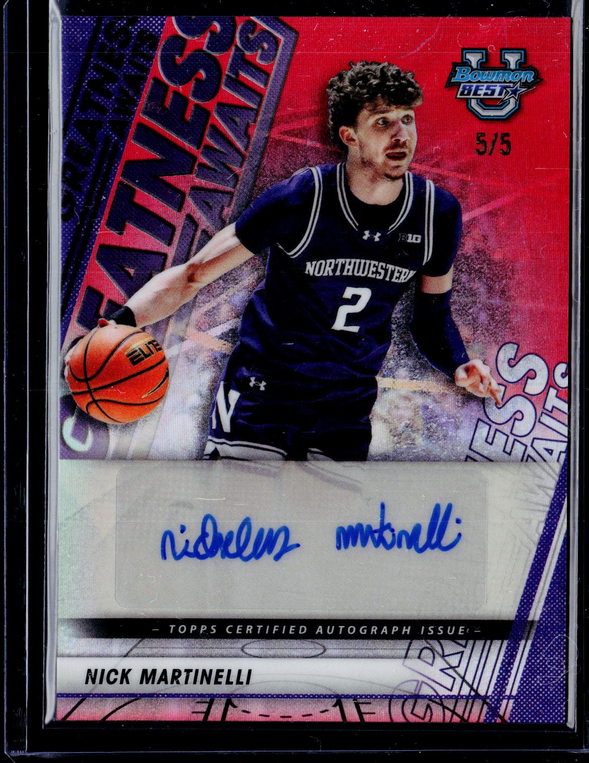 2025-26 Bowman's Best University #GA-NM Nick Martinelli Autographs Red #/5