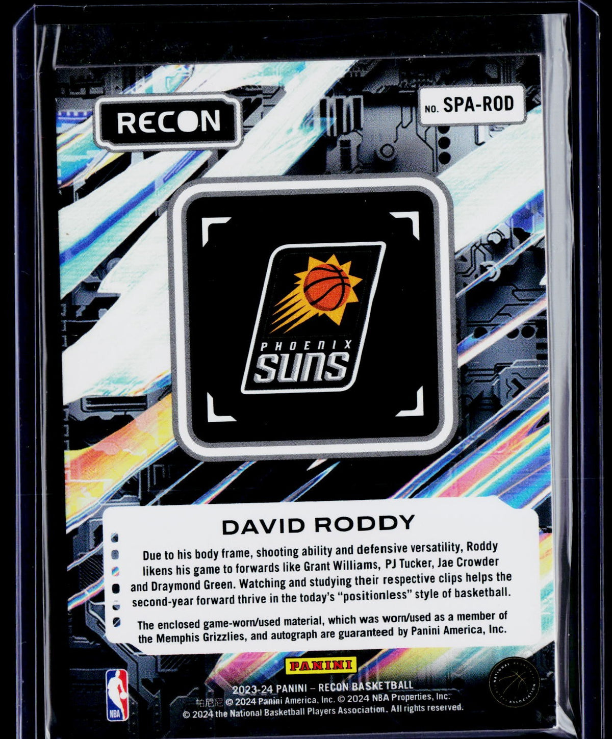 2023-24 Panini Recon #SPA-ROD David Roddy Seasoned Pro Autographs Blue #/49