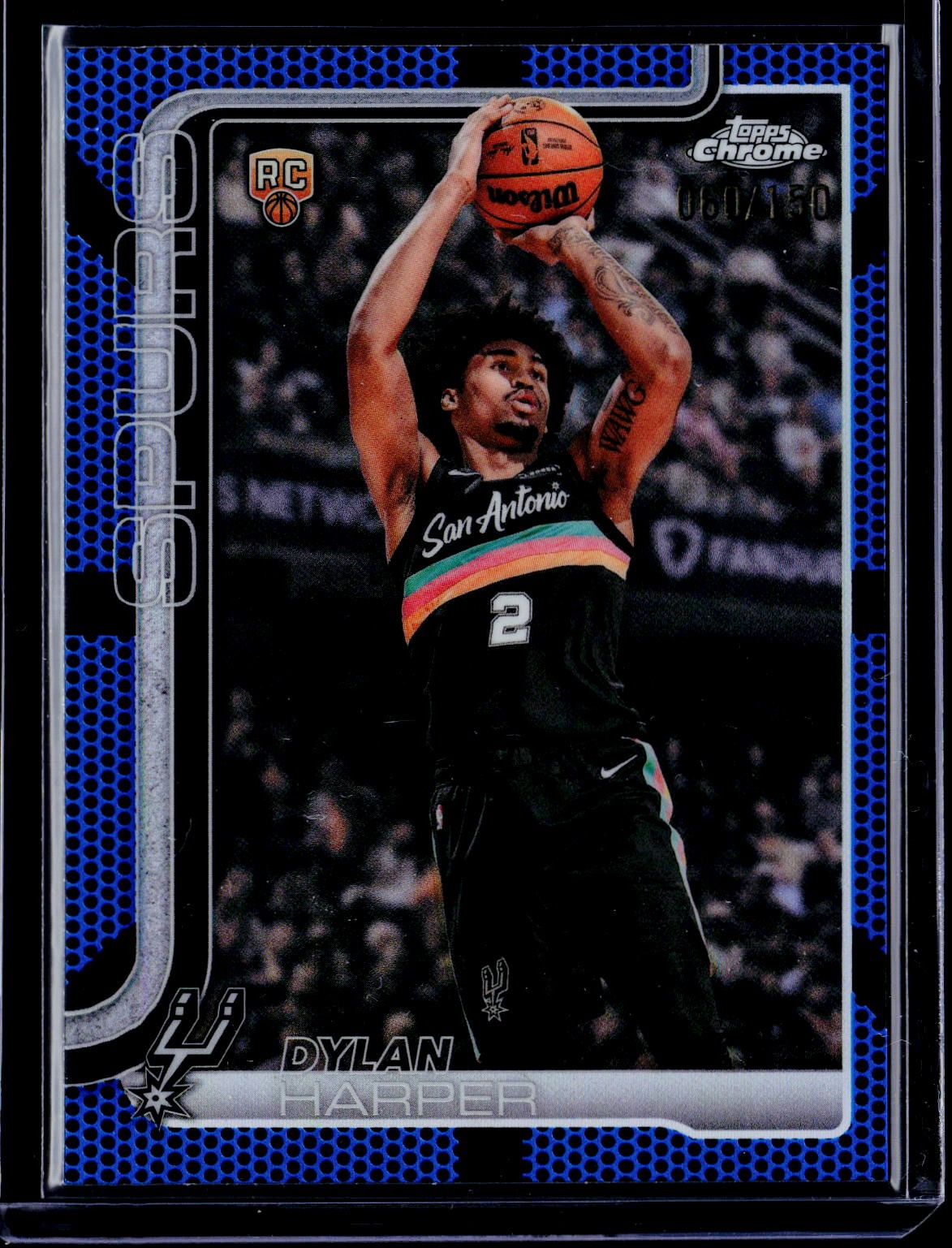 2025-26 Topps Chrome Update #152 Dylan Harper Blue Rookie Refractor #/150
