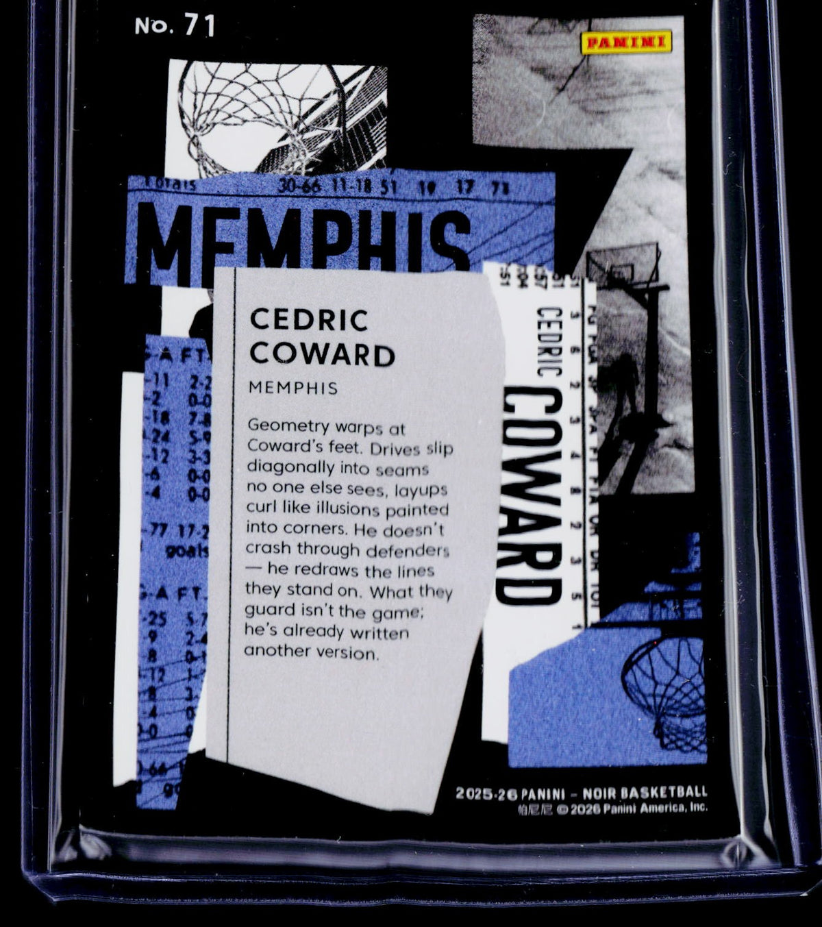 Noir #71 Cedric Coward 2025-26 Panini Noir #/49
