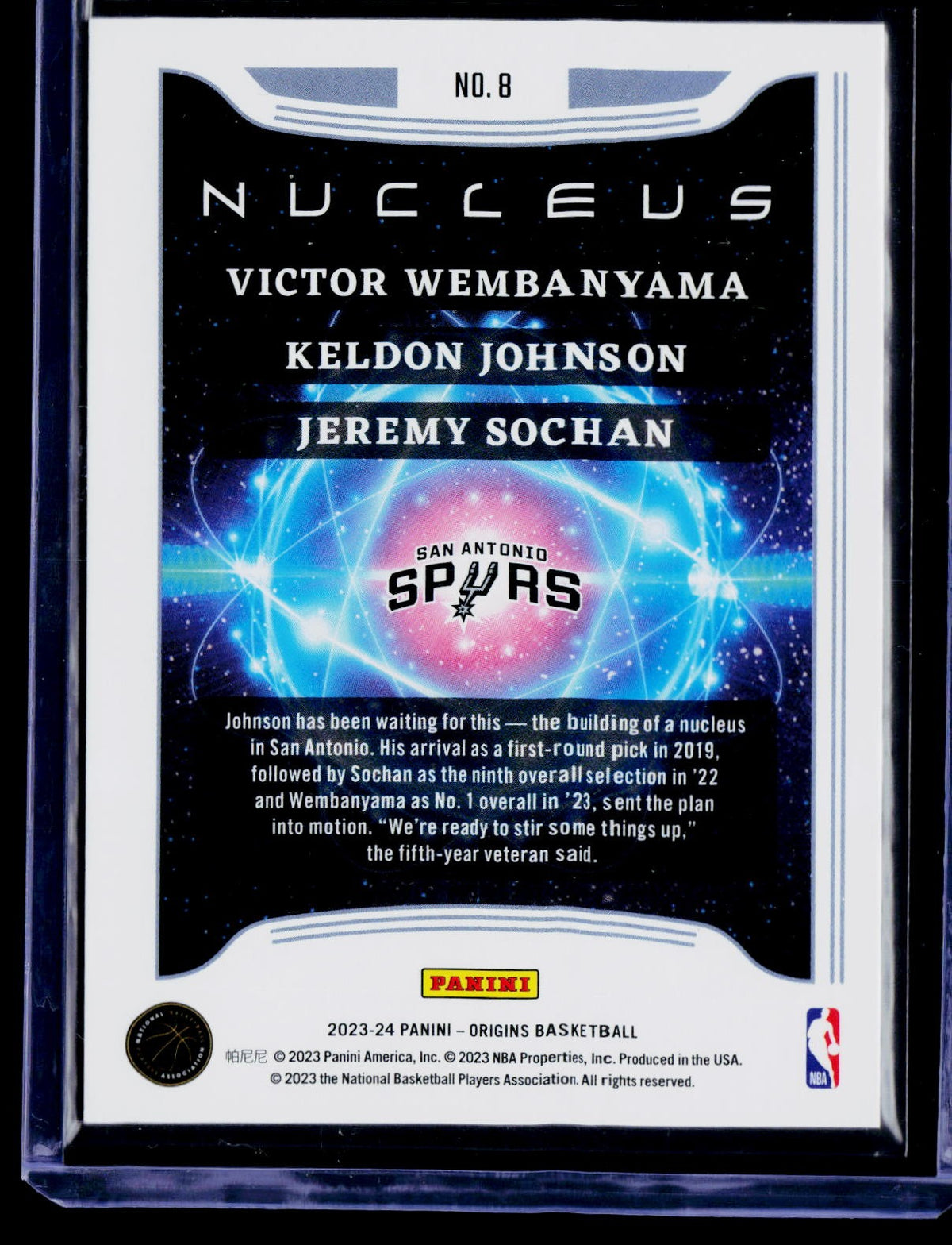2023-24 Panini Origins #8 Keldon Johnson/Jeremy Sochan/Victor Wembanyama Nucleus