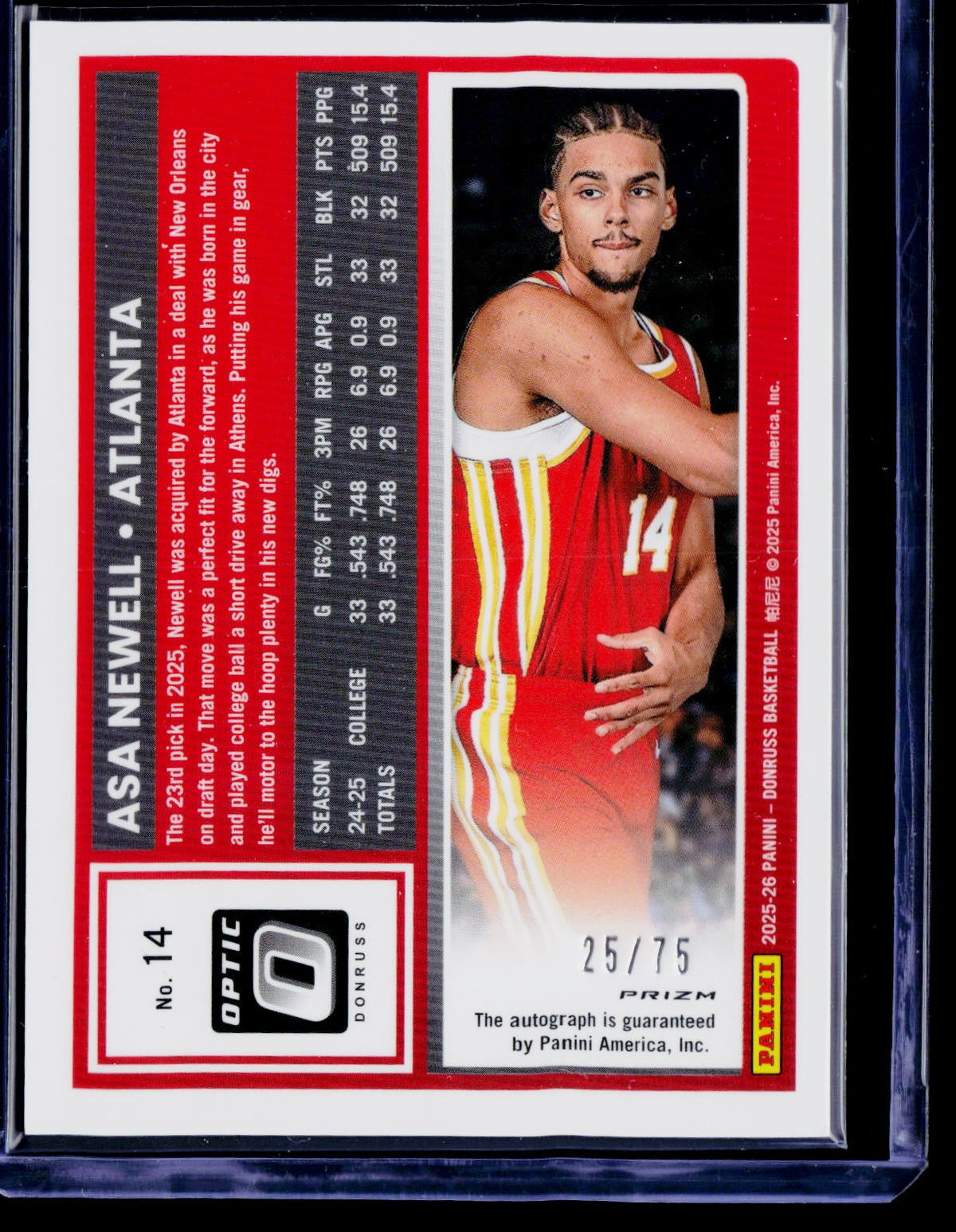2025-26 Donruss #14 Asa Newell Base Autographs #/99