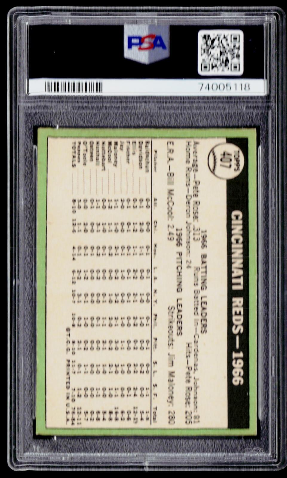 1967 Topps #407 Cincinnati Reds PSA 8