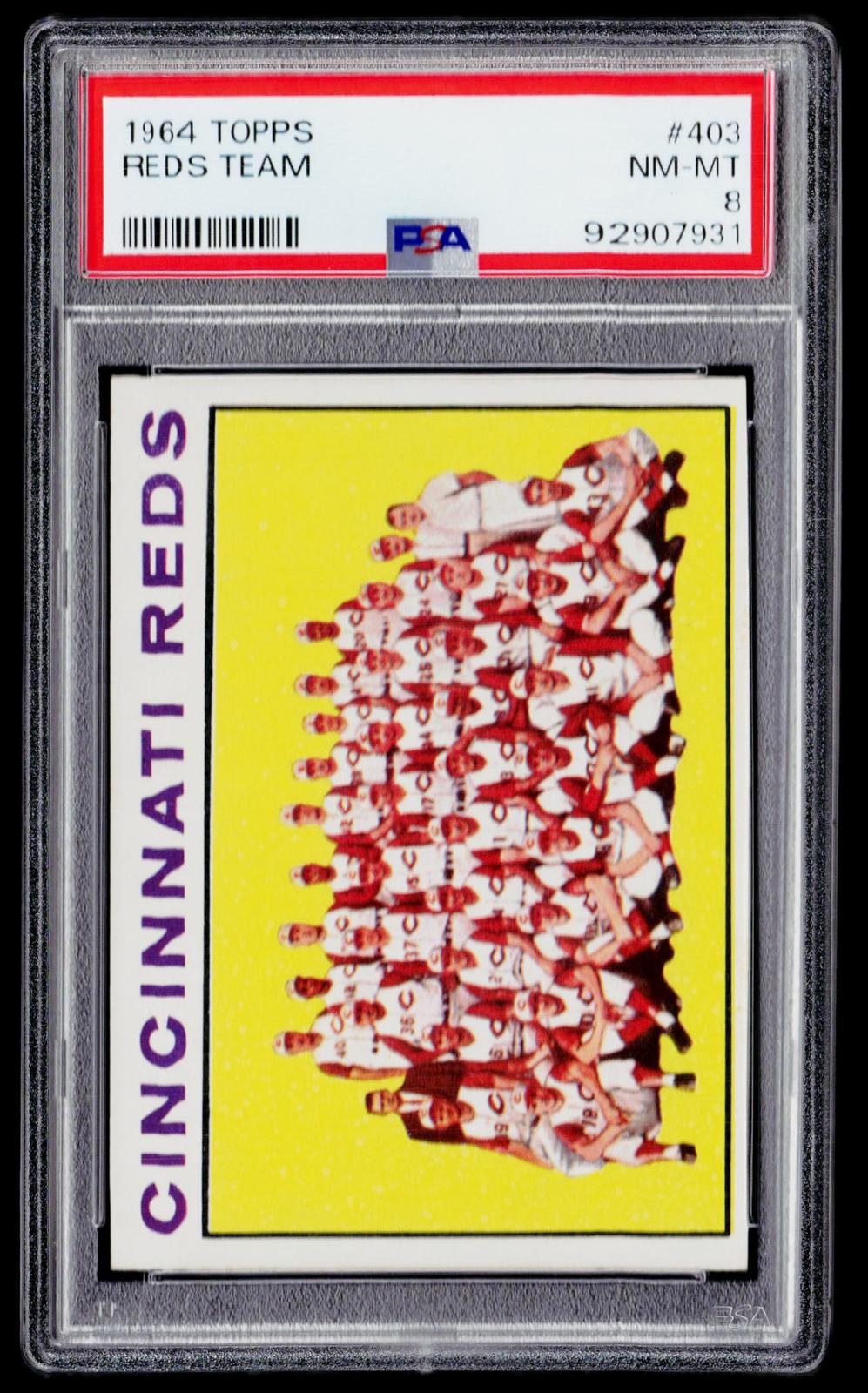 1964 Topps #403 Cincinnati Reds PSA 8