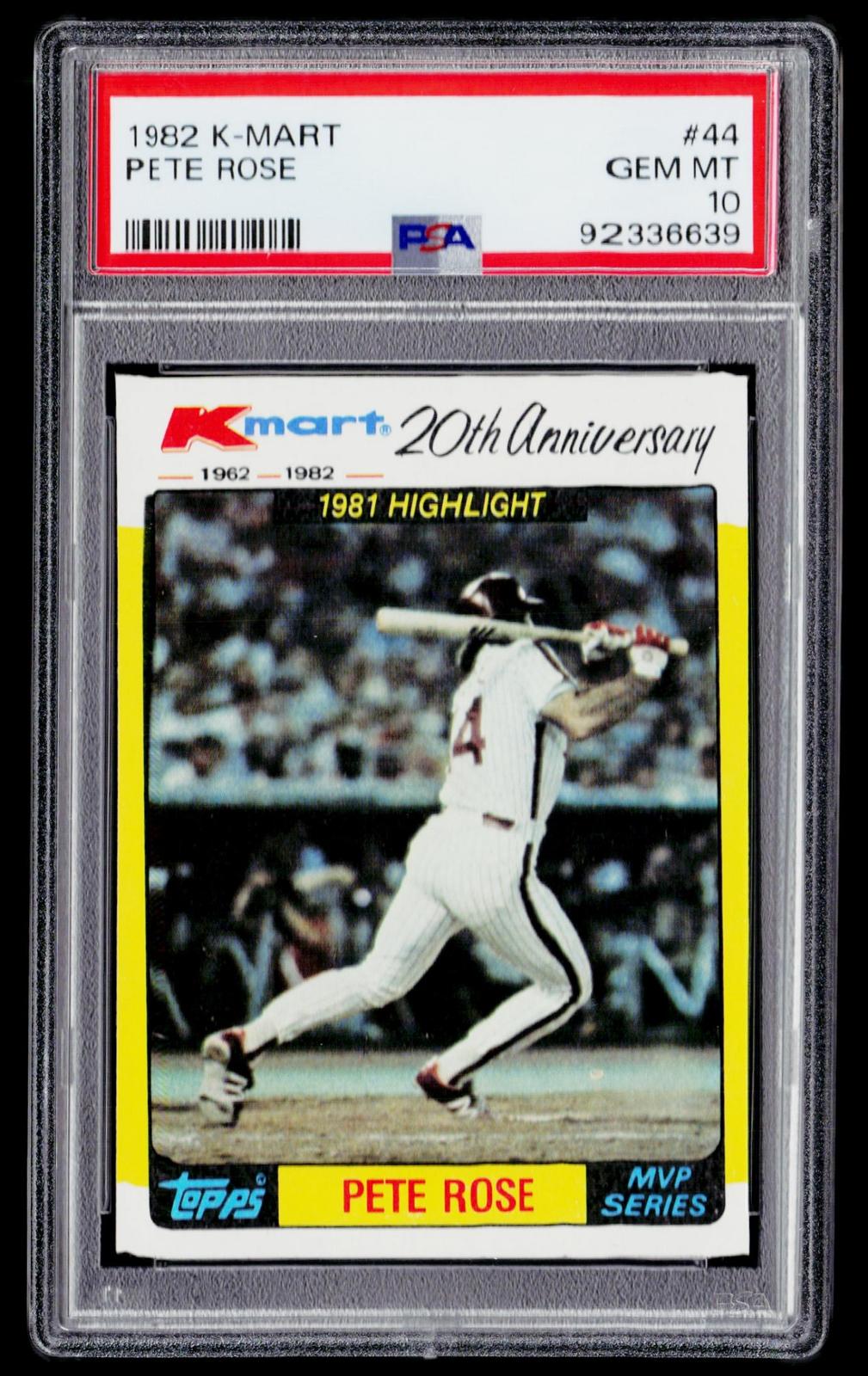1982 Topps Kmart 20th Anniversary AL & NL MVP's #44 Pete Rose PSA 10