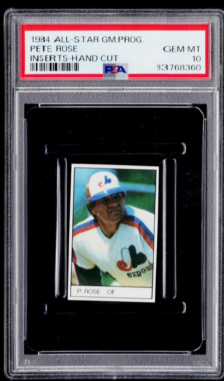 Montreal Expos Pete Rose 1984 All-Star Game Program Mini Insert PSA 10
