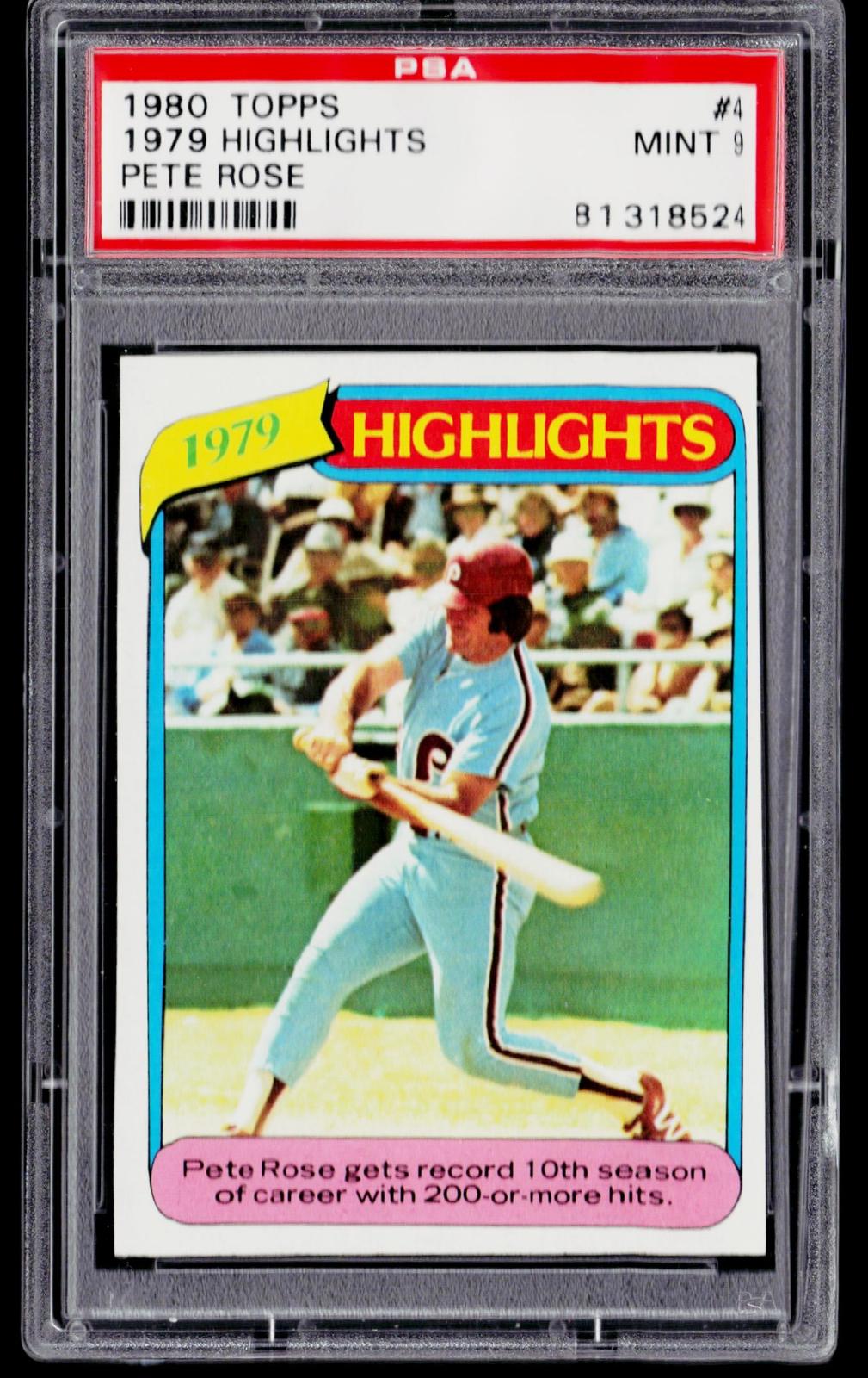 1980 Topps #4 Pete Rose 1979 Highlights PSA 9