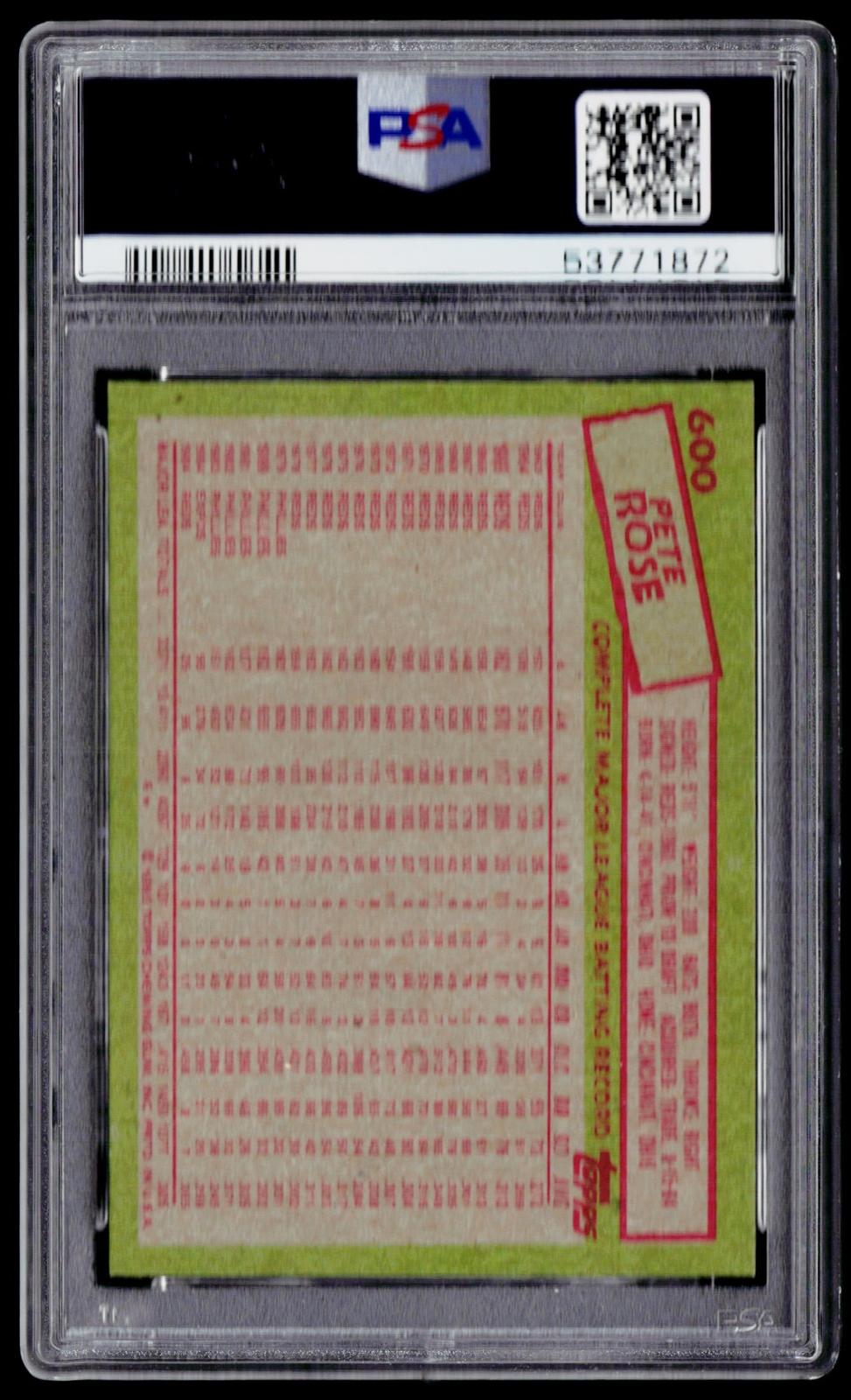 1985 Topps #600 Pete Rose PSA 9