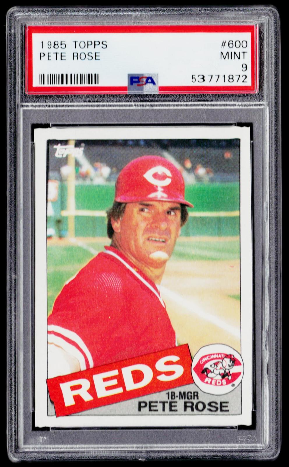 1985 Topps #600 Pete Rose PSA 9