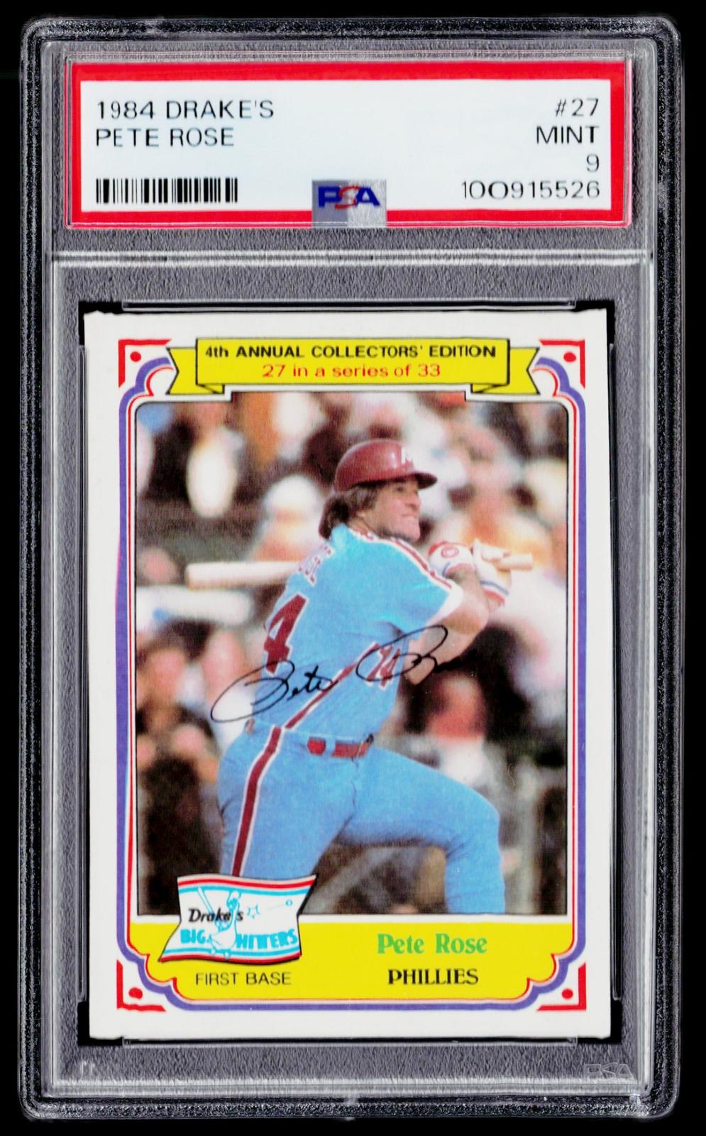 1984 Topps Drake's Big Hitters #27 Pete Rose PSA 9