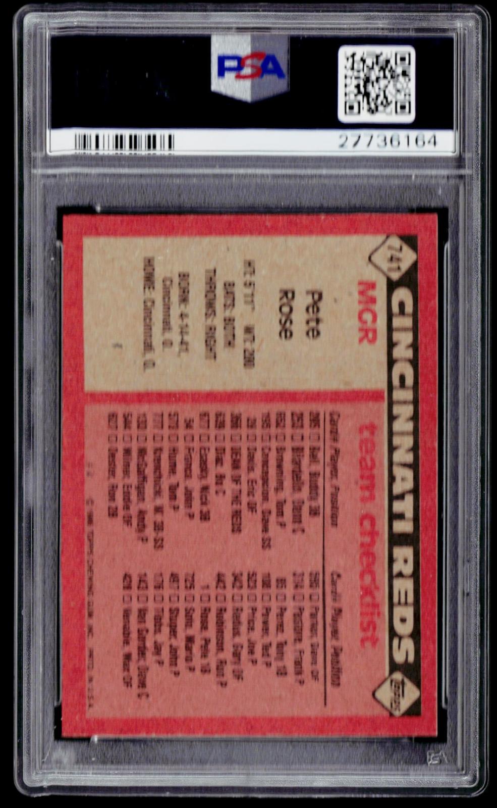 1986 Topps #741 Pete Rose PSA 8