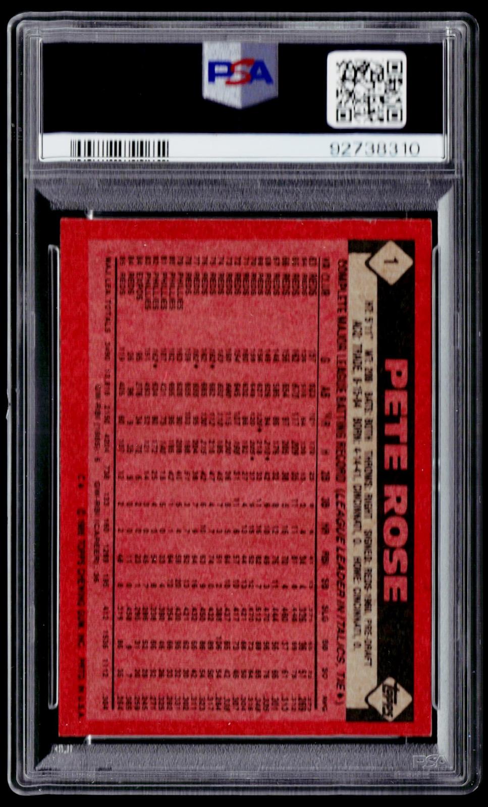 1986 Topps #1 Pete Rose PSA 8