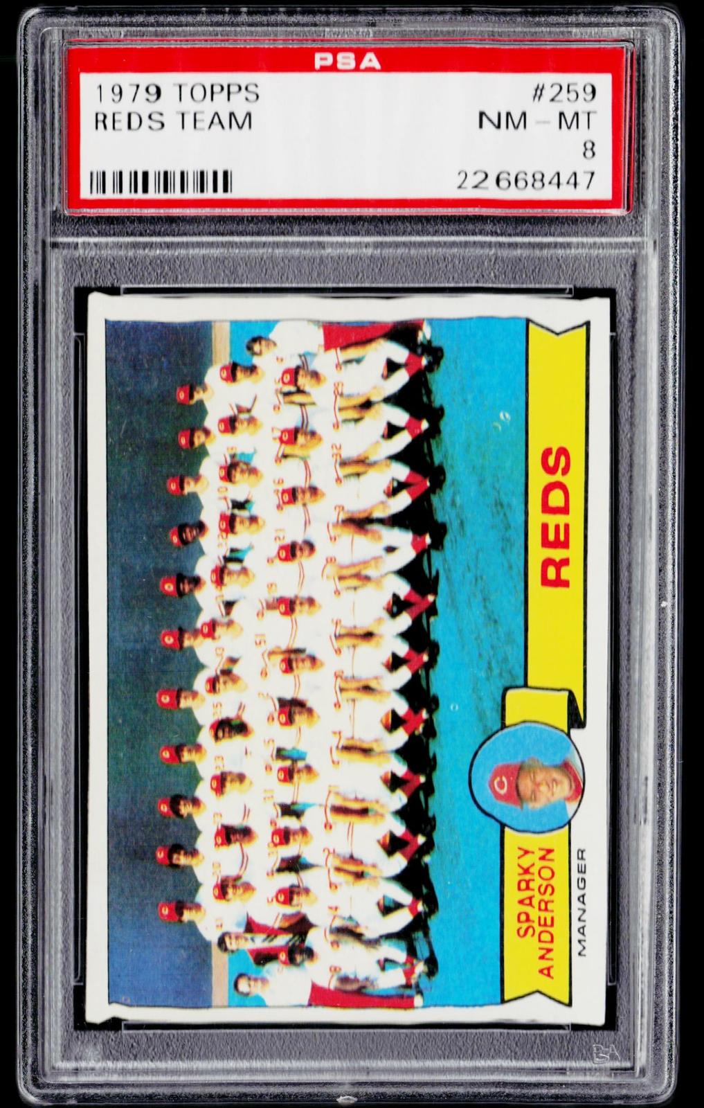 1979 Topps #259 Cincinnati Reds / Sparky Anderson Team Checklists PSA 8