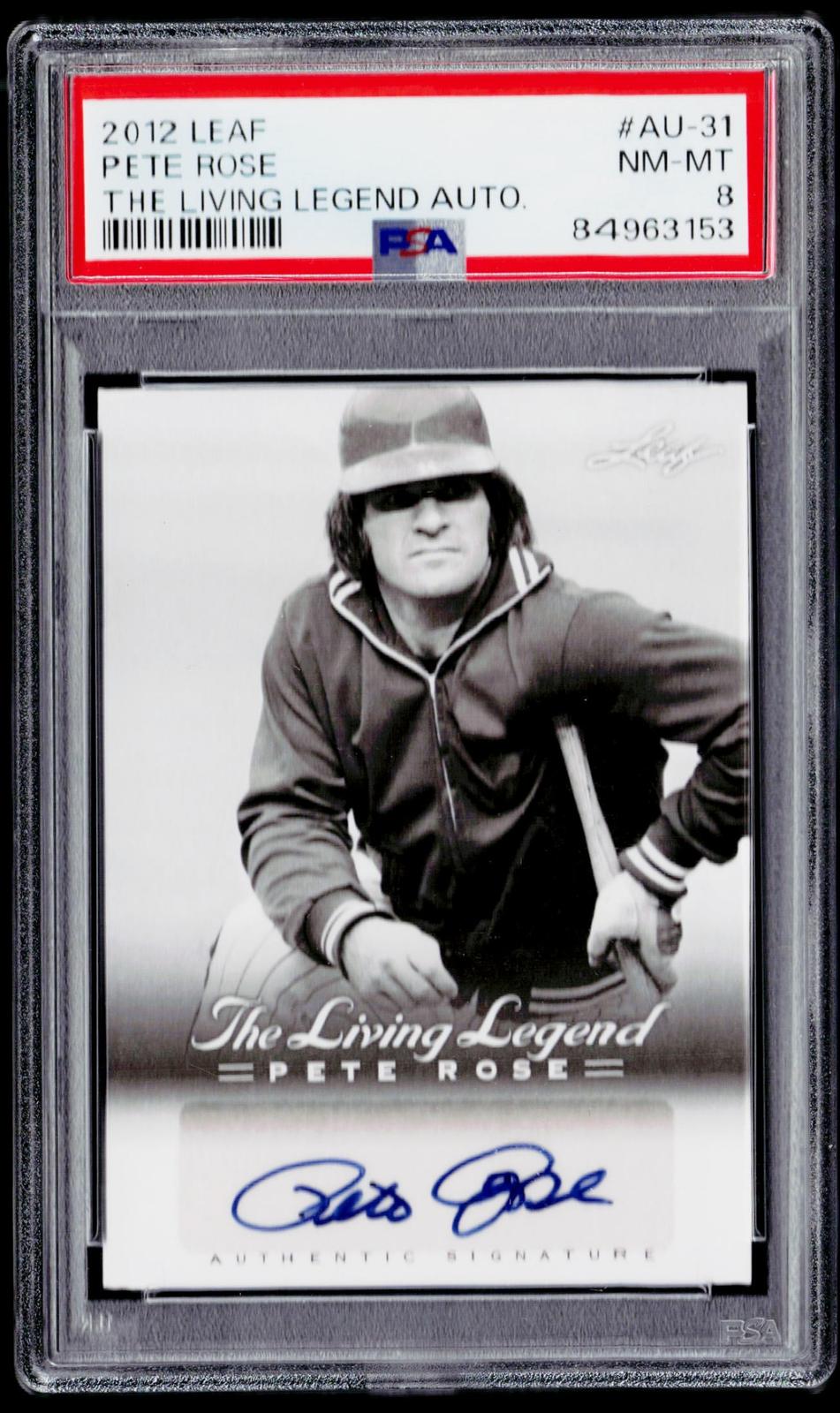2012 Leaf Pete Rose The Living Legend #AU-31 Pete Rose Autographs PSA 8