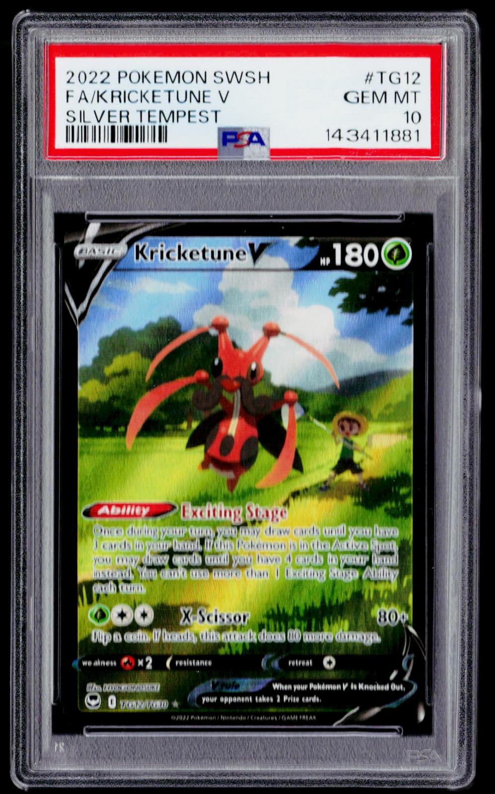 SWSH12: Silver Tempest Trainer Gallery #TG12/TG30 Kricketune V PSA 10