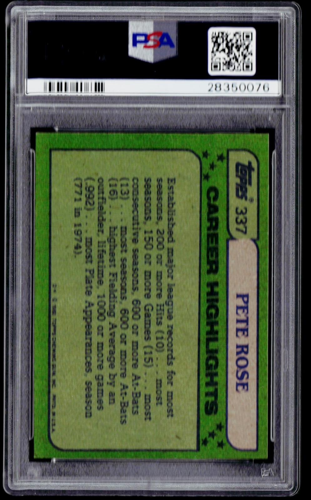 1982 Topps #337 Pete Rose PSA 9