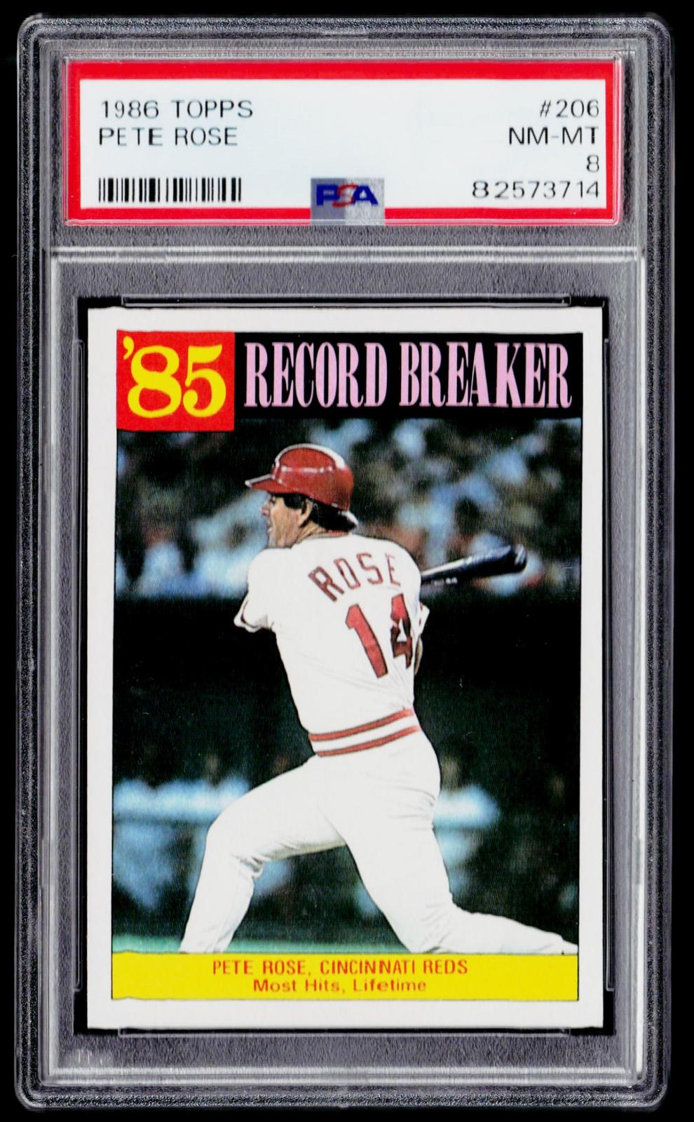 1986 Topps #206 Pete Rose PSA 8