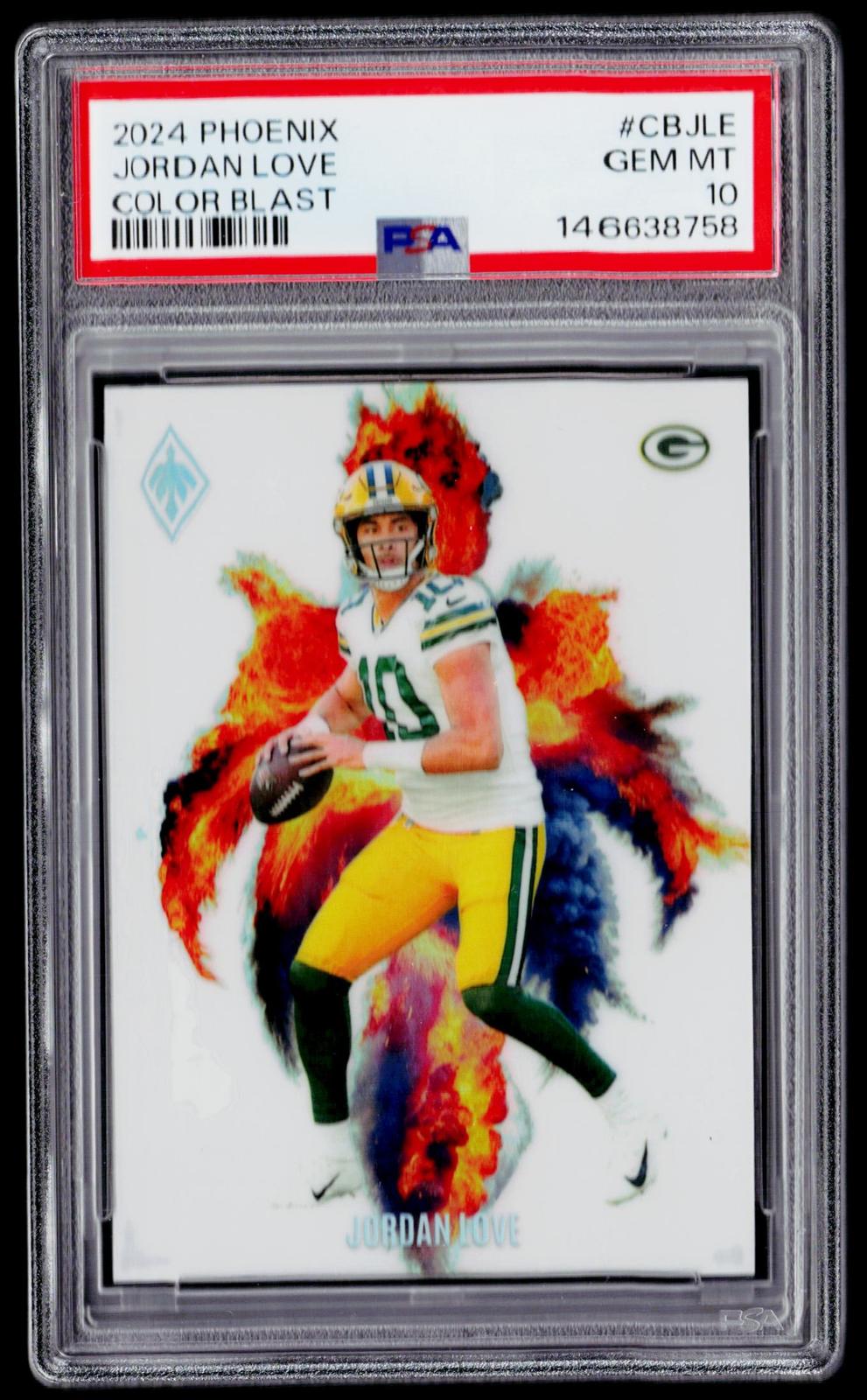 2024 Panini Phoenix #CB-JLE Jordan Love Color Blast PSA 10