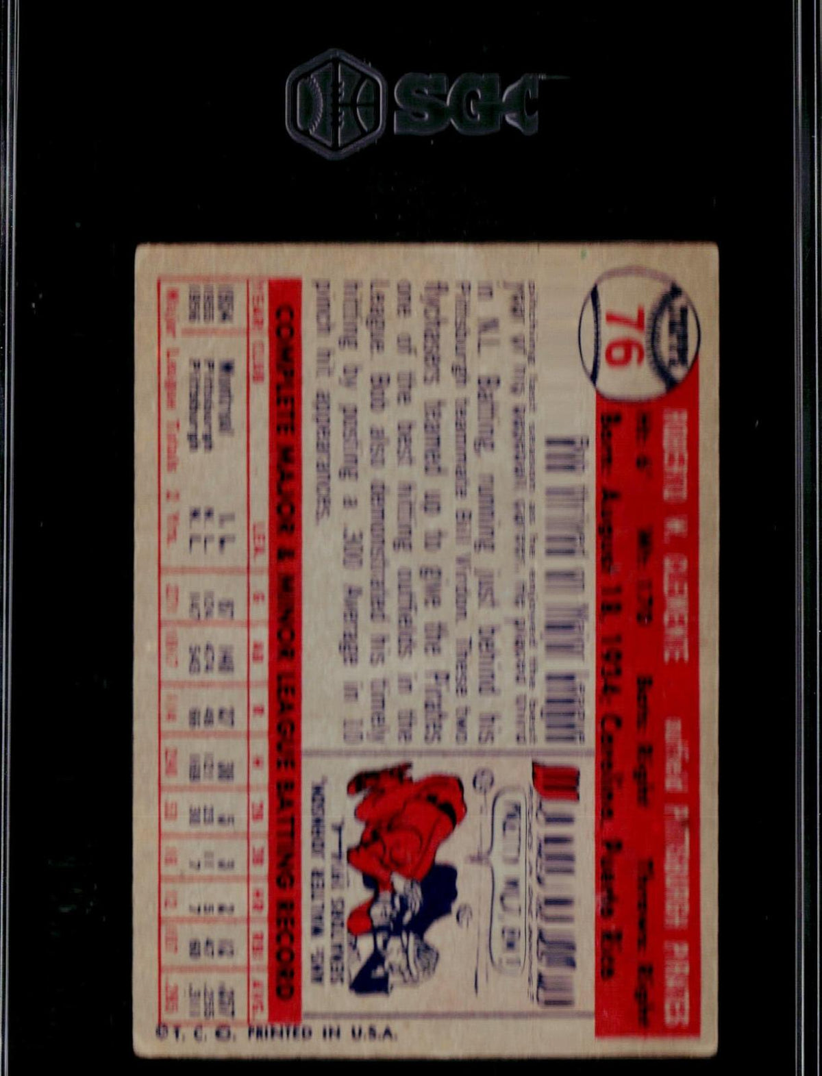 1957 Topps #76 Bob Clemente SGC