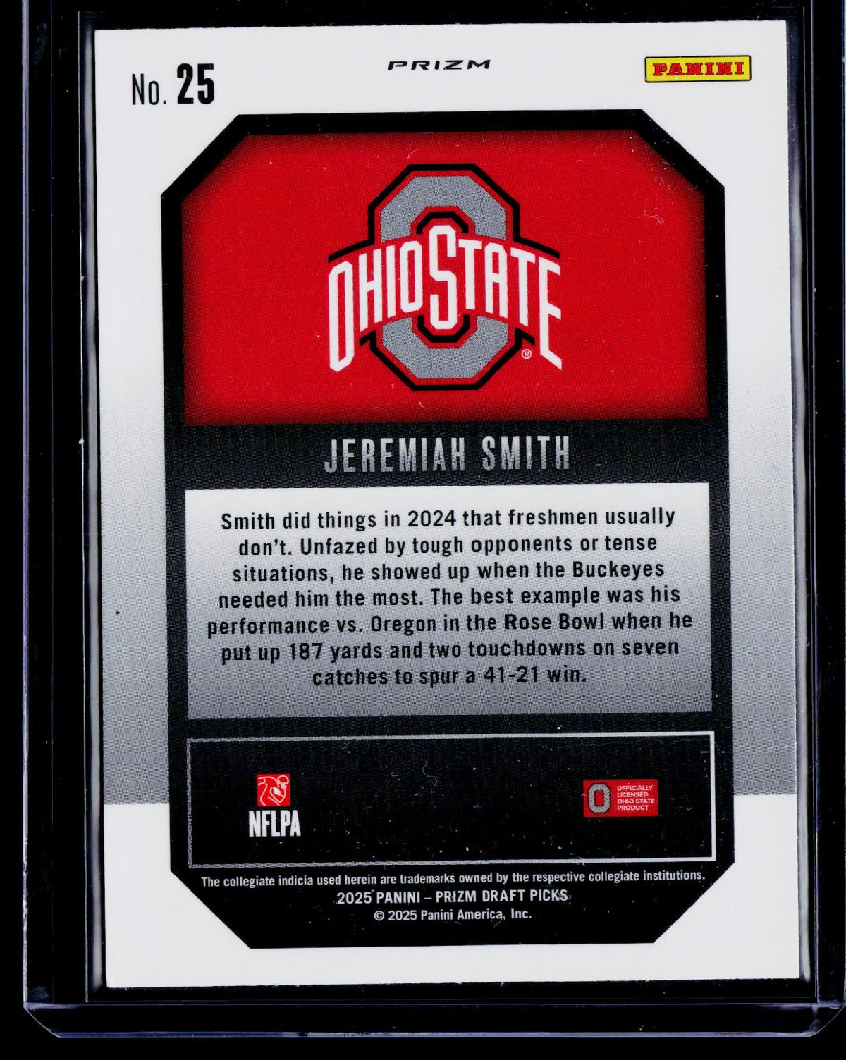 2025 Panini Prizm Draft Picks #25 Jeremiah Smith New Recruits Gold Ice