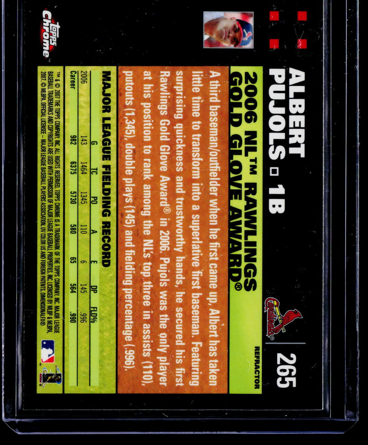 2007 Topps Chrome #265 Albert Pujols Refractor