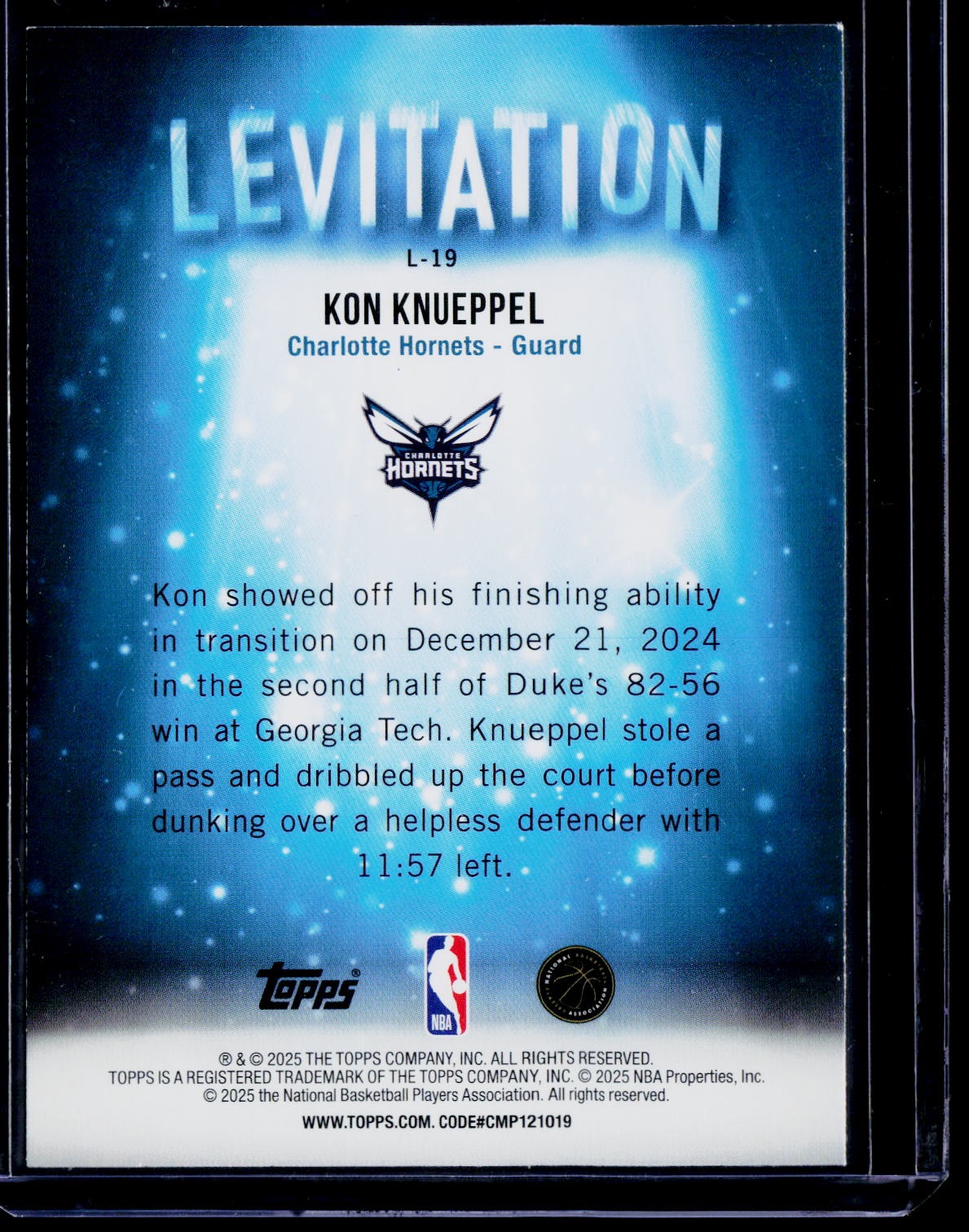 2025-26 Topps #L-19 Kon Knueppel Levitation Levitation