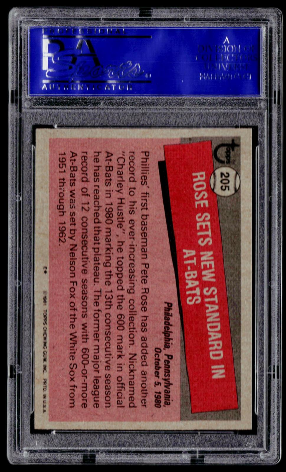 1981 Topps #205 Pete Rose PSA 9