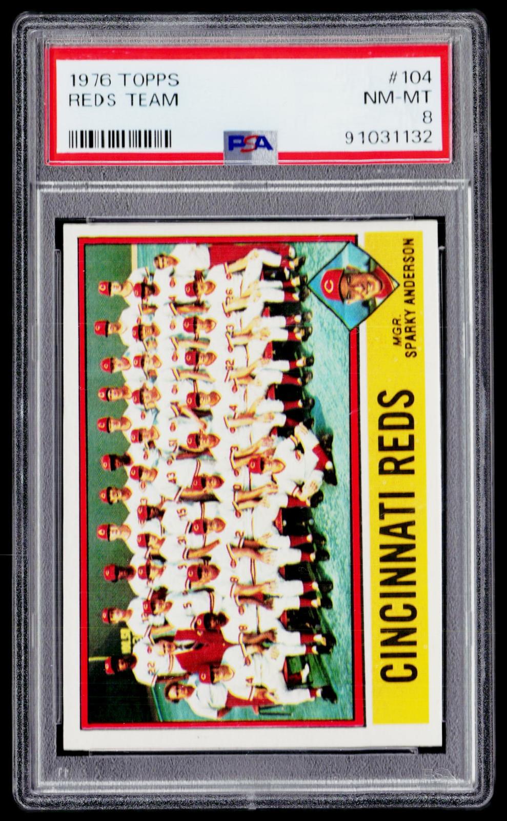 1976 Topps #104 Cincinnati Reds / Sparky Anderson PSA 8