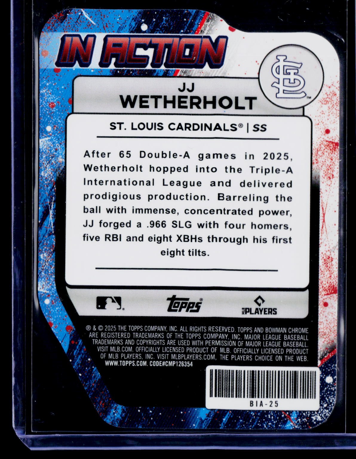2025 Bowman Draft #BIA-25 JJ Wetherholt Bowman In Action #/99