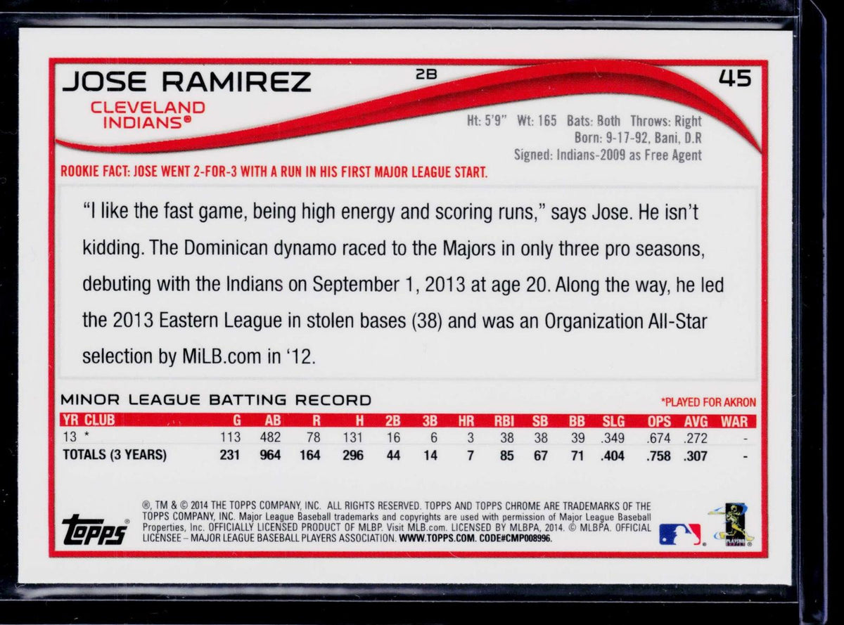 2014 Topps Chrome #45 Jose Ramirez
